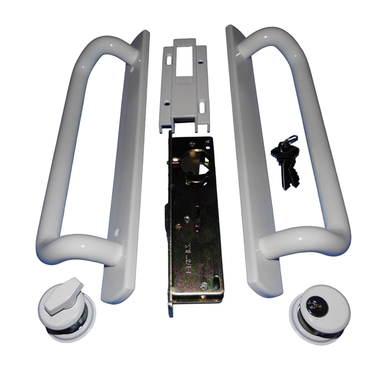 12.5" PGT 5400 Sliding Door Handle Set, Mortise Lock w/ Keys, 7-15/16" Hole Spacing (DH-489-WKA) - Garage and Sliding Door Hardware